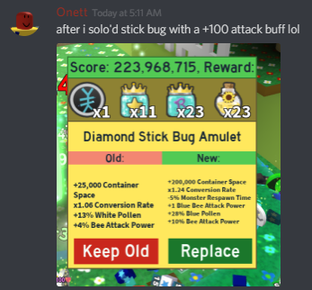 Bee Swarm Simulator Stick Bug Amulet