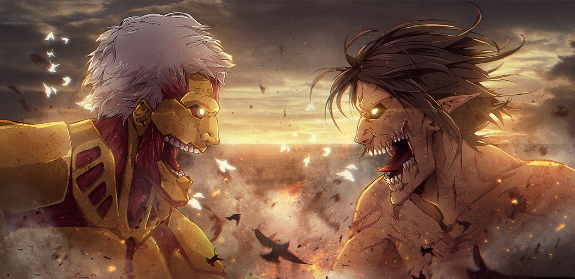 Eren vs Reiner round 4: titanfolk  Attack on titan season, Attack on titan  eren, Attack on titan art