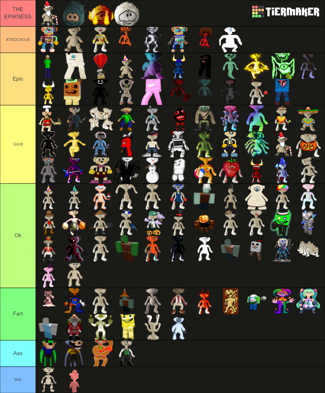 Create a BEAR ROBLOX BADGES SKINS Tier List - TierMaker