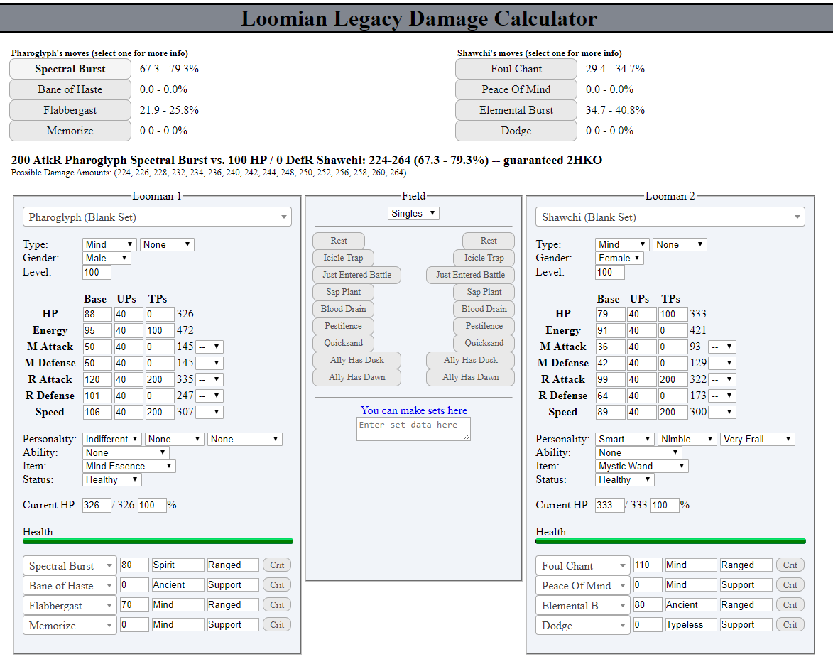 Loomian Legacy Pvp Calculator