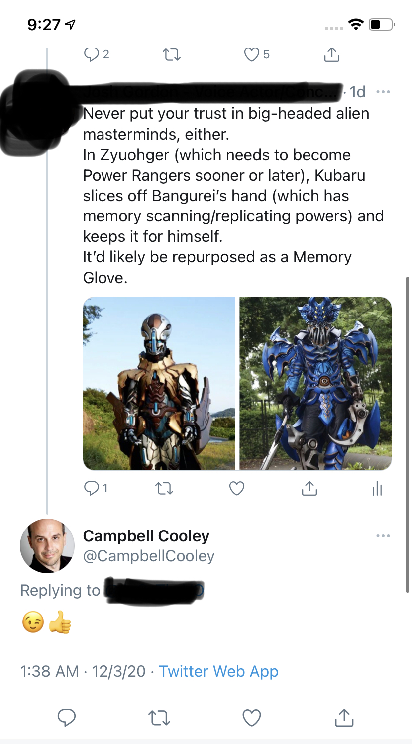 Campbell Cooley Is Hinting Towards Zyuohger Fandom