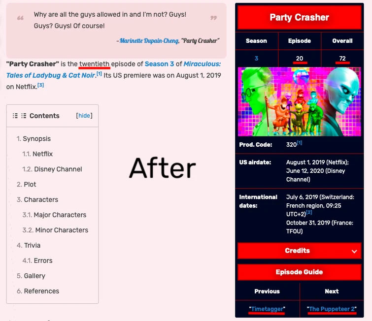 Changing each episode's number based on the series' production codes. Fandom