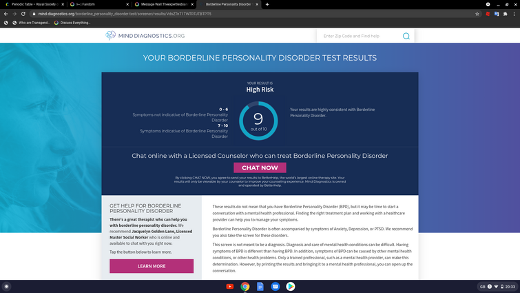 Chat room borderline personality disorder