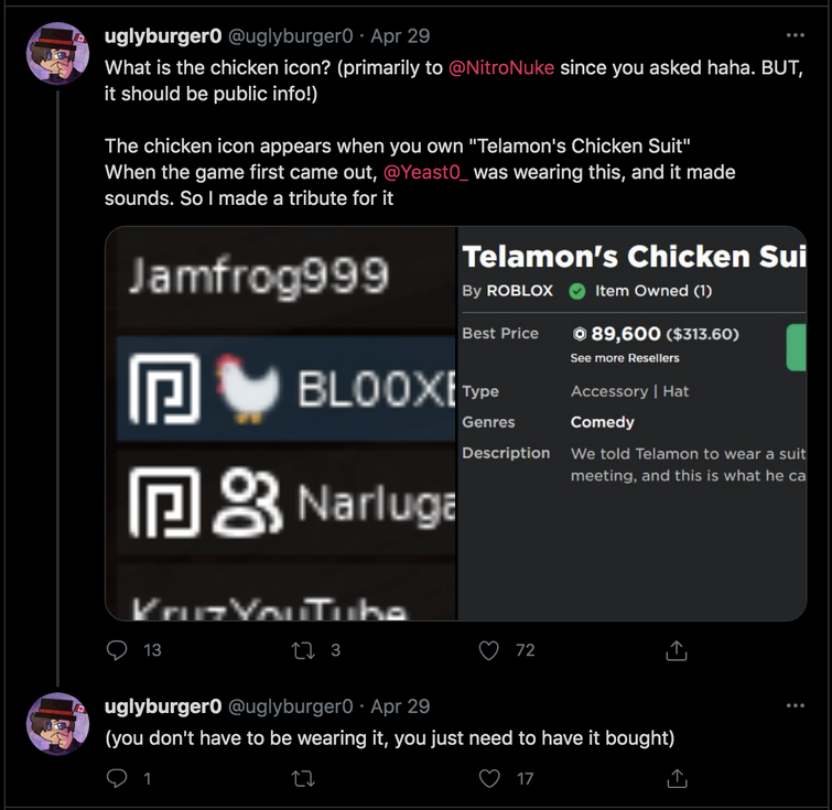 Chicken Nametag Fandom - roblox telamon's chicken suit