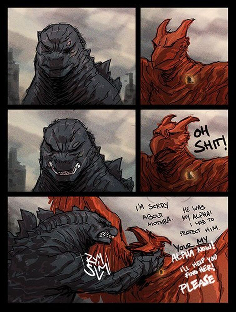 Godzilla and Rodan meme. | Fandom