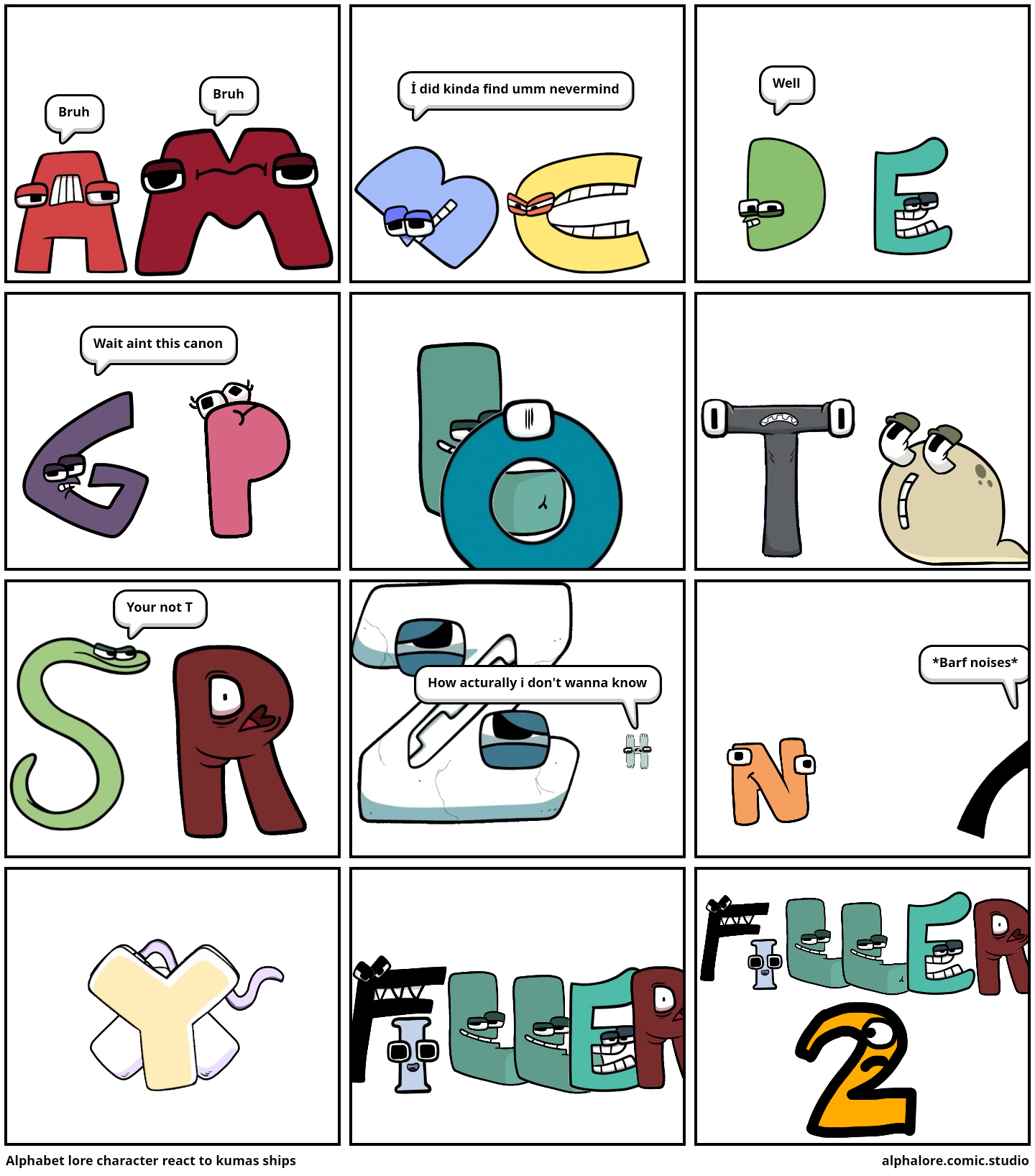 Alphabet lore comic 12: Alphabet lore characters react to kumas ships