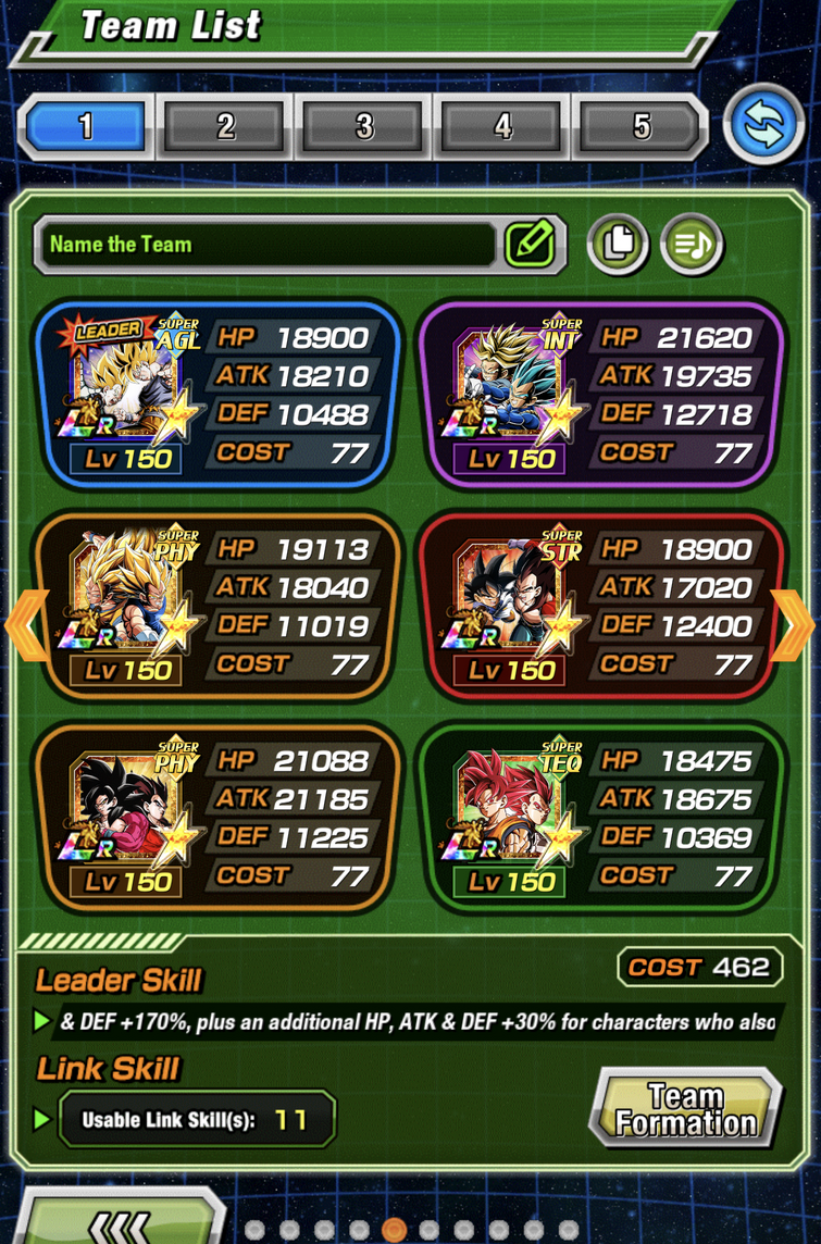 What were some of the teams you used for LR AGL SSJ Goku s EZA