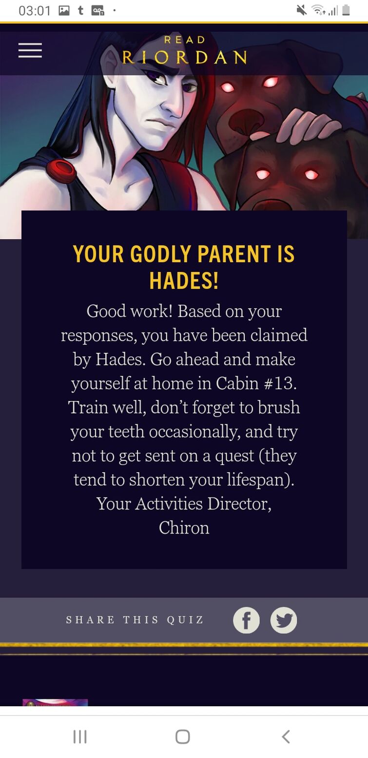 Who is my godly parent? I was thinking that maybe someone can make a test  and I answer the questions and they can tell me who my godly parent is. -  Percy