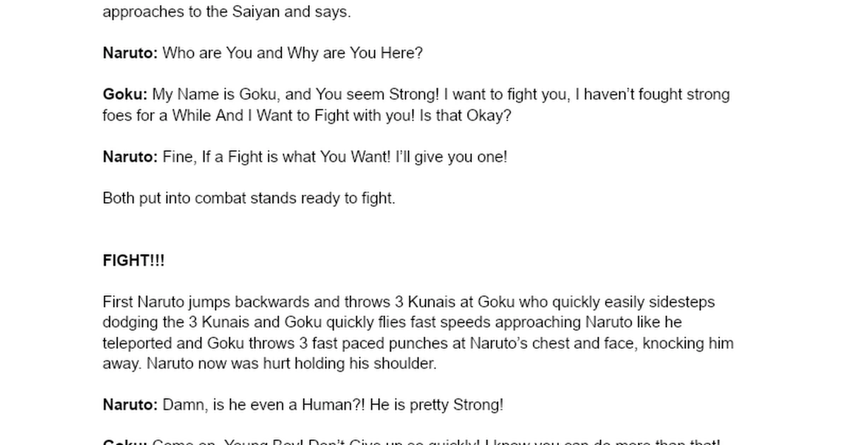 Goku VS Naruto Fight Out! Fandom