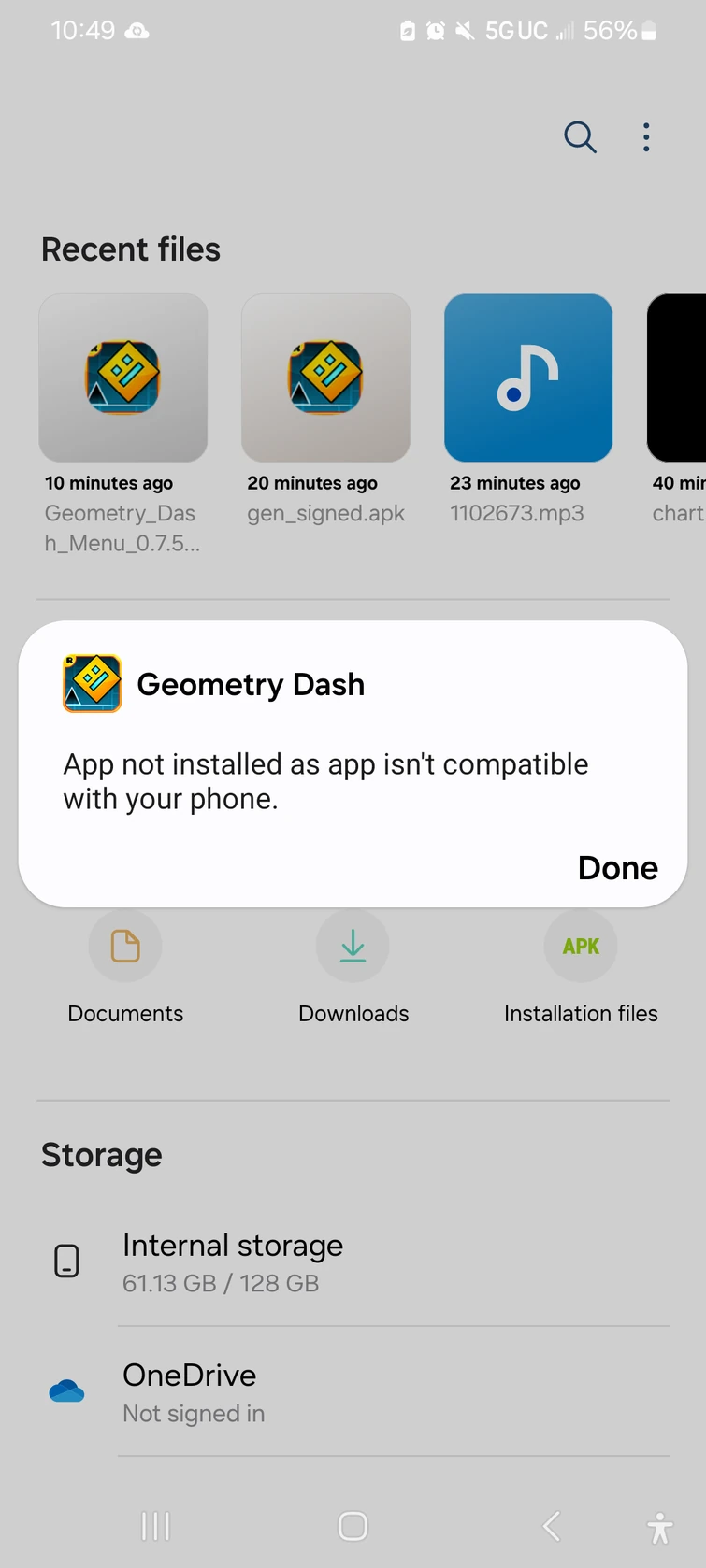 New android update makes gd undownloadable and to an extent not being