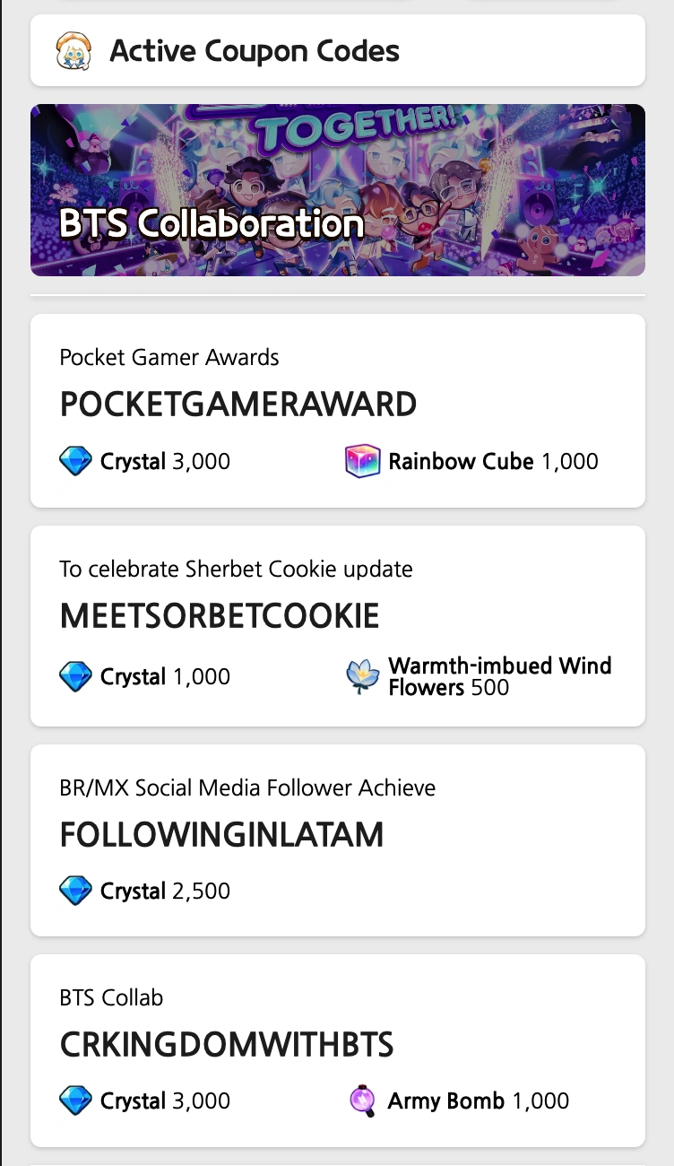 NEW COUPON!! 3000 Crystals, 1000 Rainbow Cubes!! and checkout active