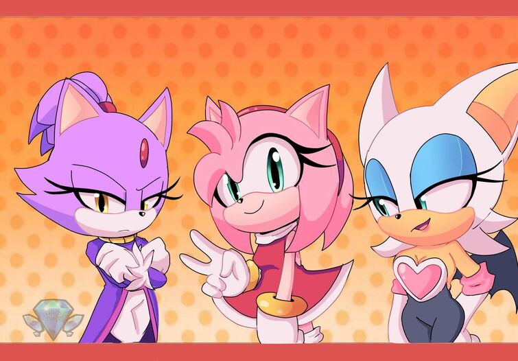 Amy, Tangle, Rouge, Blaze, Sally and Marine on the eighth new