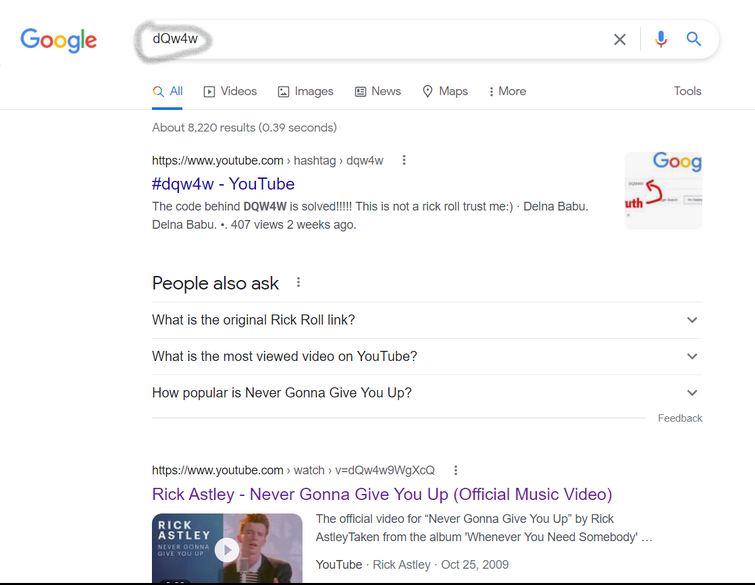 When you see the link dQw4w9WgXcQ and you know where it brings you