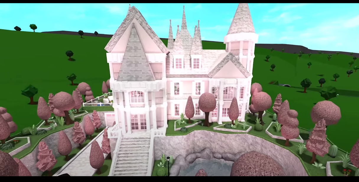 Aesthetic Bloxburg House 1 Story Pink