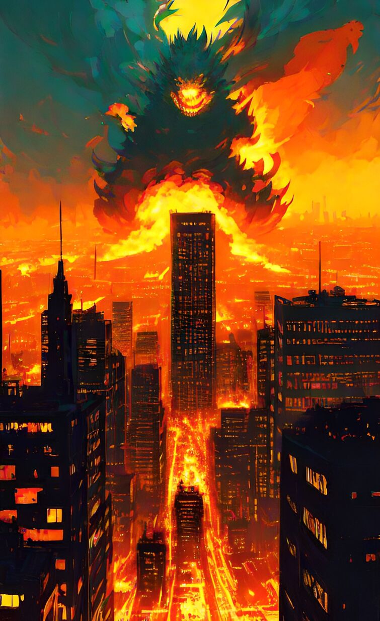 anime burning city