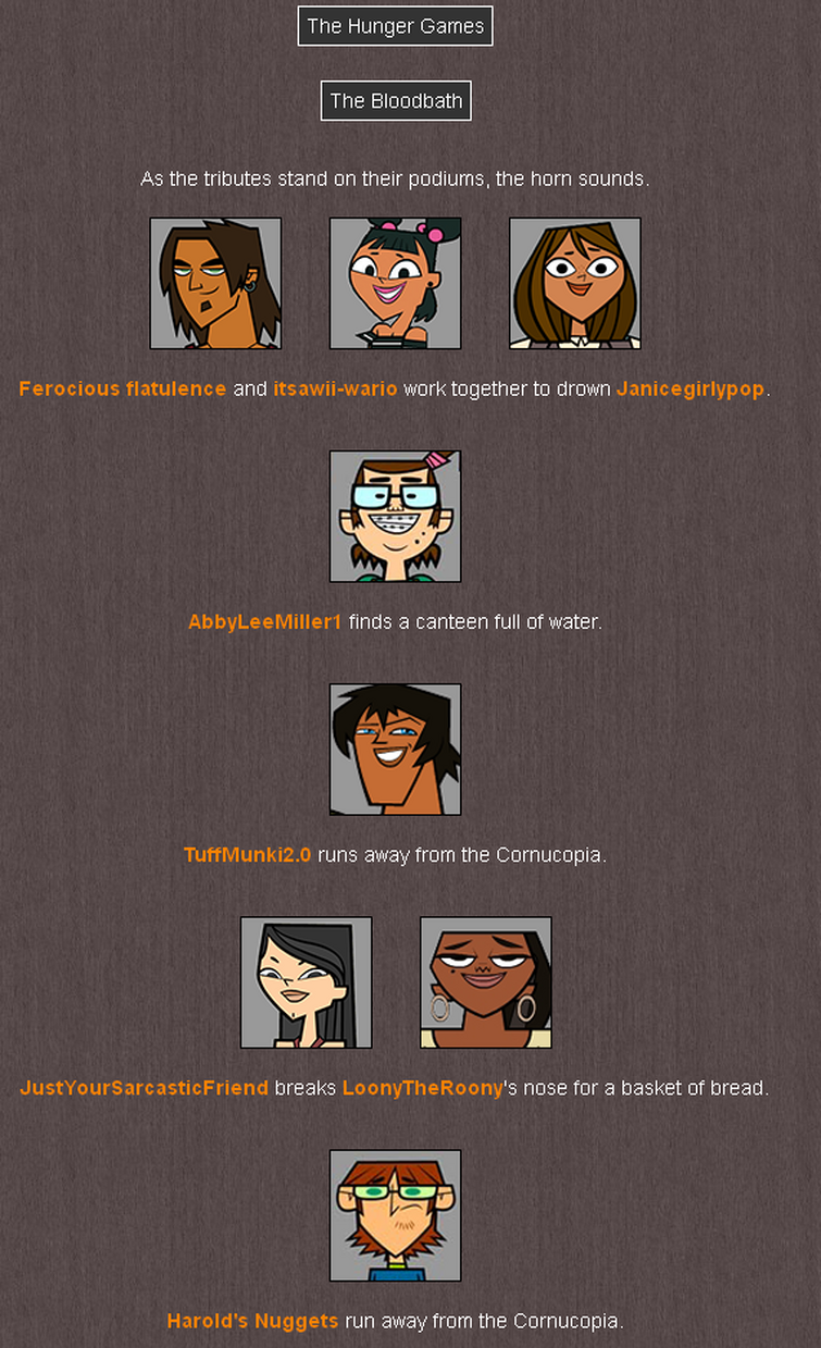 TOTAL DRAMA WIKI USER HUNGER GAMES! | Fandom