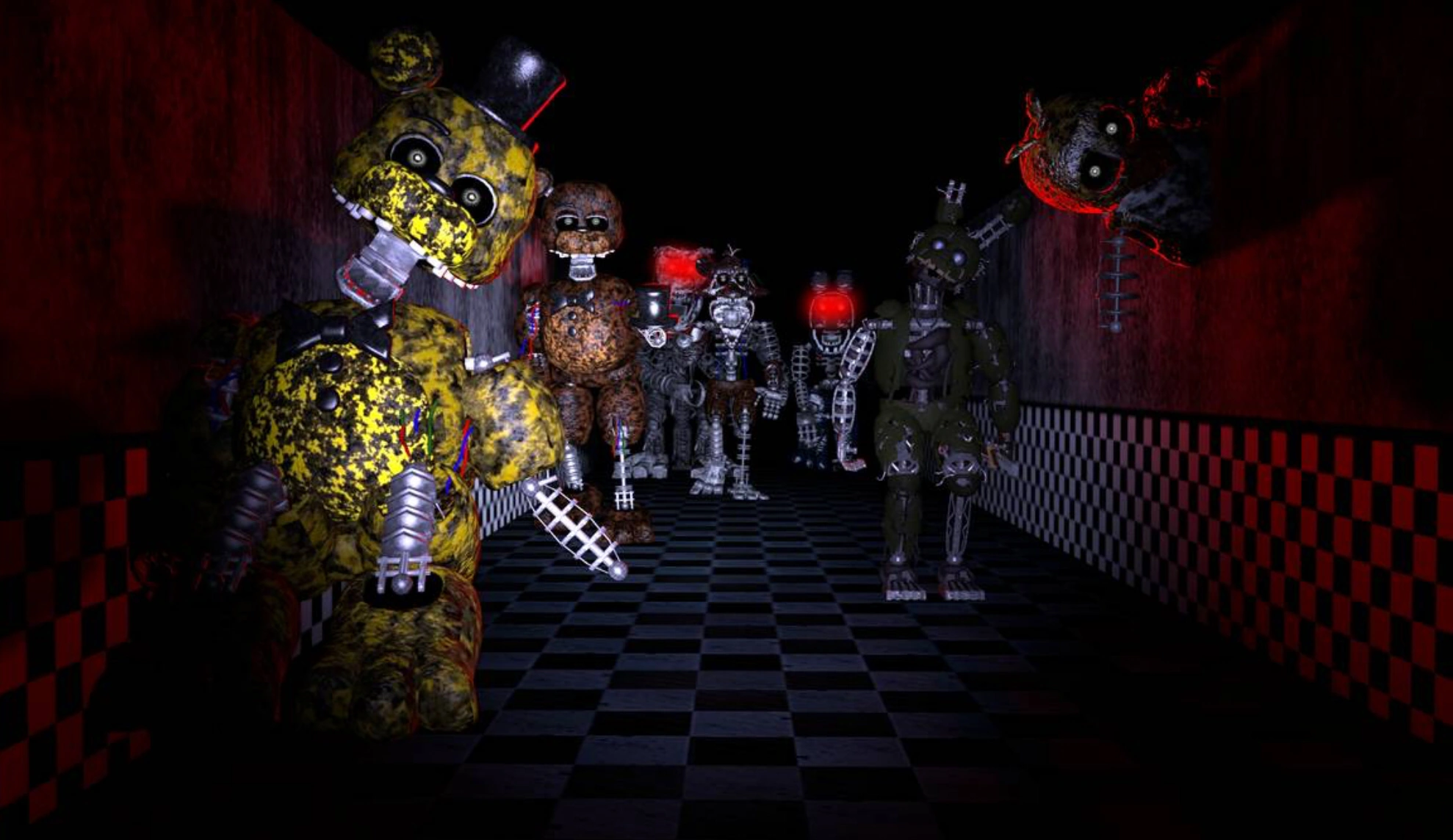 Фнаф ворлд эндоскелет. Эндоскелет спринг бонни. Мегатроник фокси. Аманетроники игры. Фнаф 6 аниматроники.