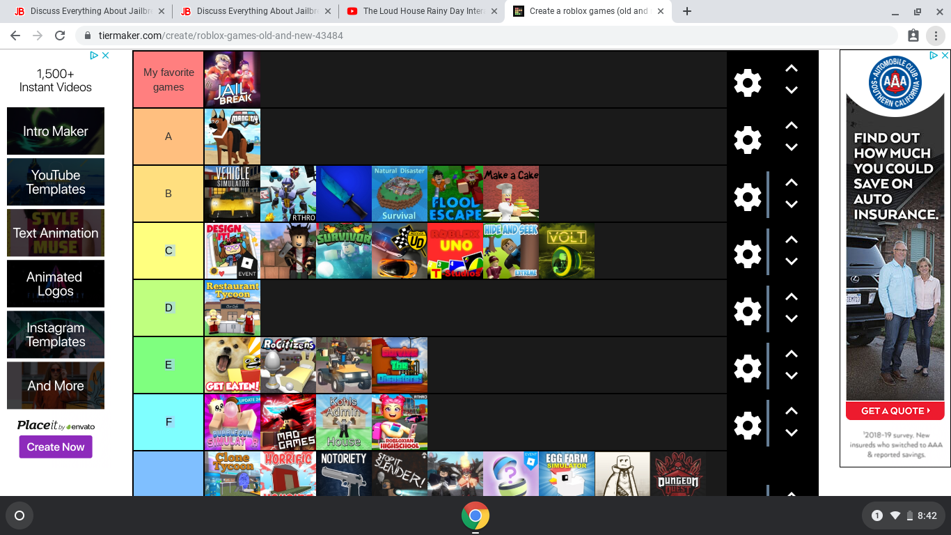 Im Currently Working On A Tier List Of All The Best Games Here Is What I Worked On So Far Fandom - heres a list of classic roblox games roblox