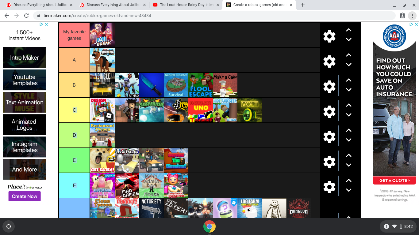 Im Currently Working On A Tier List Of All The Best Games Here Is What I Worked On So Far Fandom - list of roblox games