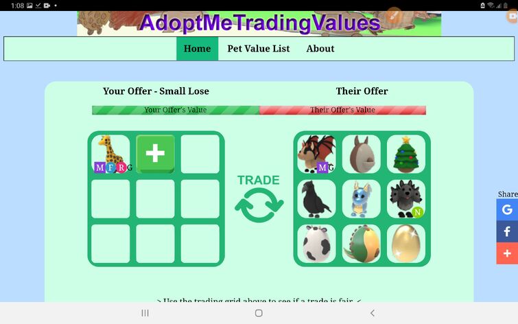 Adopt Me Trade Website