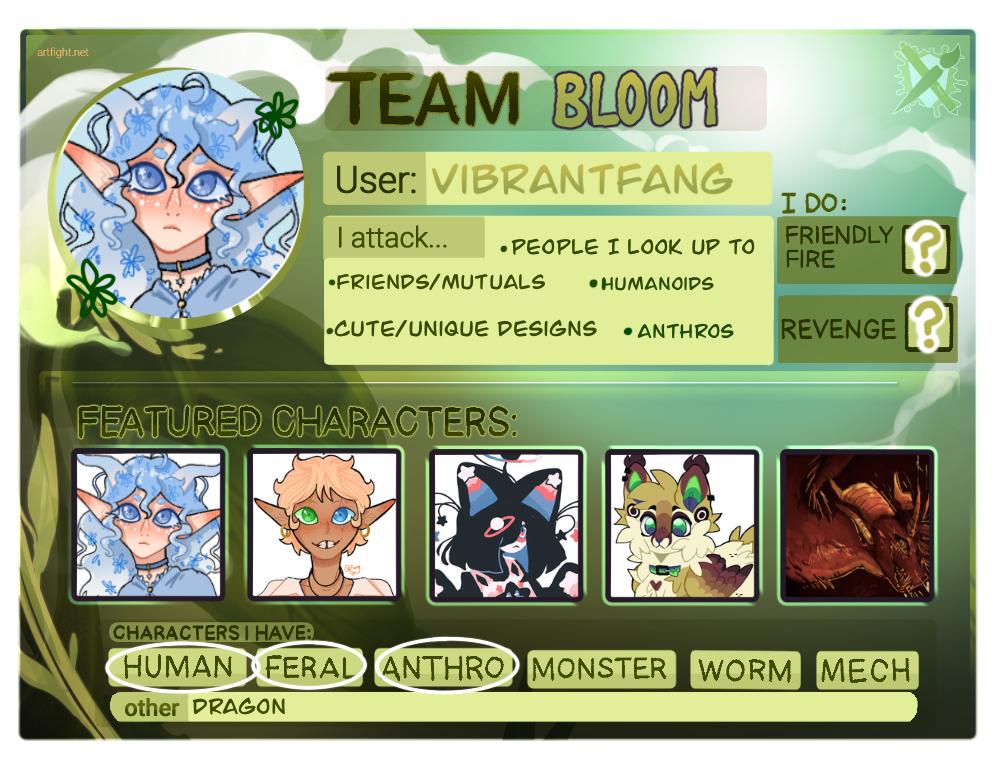 My team bloom artfight profile! Fandom