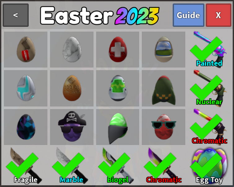 Suit egg mm2. Nuke Egg mm2. Chroma Set mm2. Chromatic Set mm2. Rare Eggs mm2.