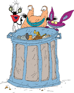 Oblina, Krumm and Ickis in the trashcan