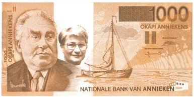 Bankbiljet dat in de Aalsterse stoet uitgedeeld werd (Foto: Jempi Dendermonde)