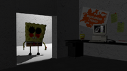 SpongeBob at the door about to enter The Office.
