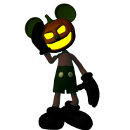 A full body render of Pumpkin Photo-Negative Mickey.