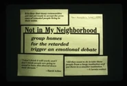 A collection of newspaper heading and quotes about people with developmental disabilities