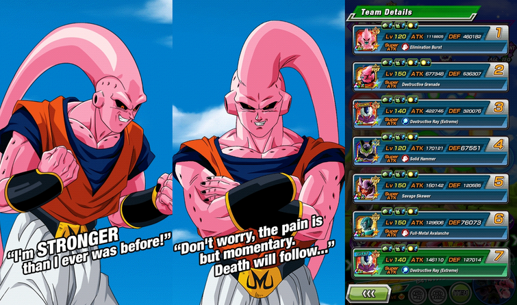 55% Majin Vegeta linked with PHY Kid Buu and STR SSJ2 Bardock. Full HP. The  attack stat is 4,053,459 with the super effective multiplier added in btw.  : r/DBZDokkanBattle