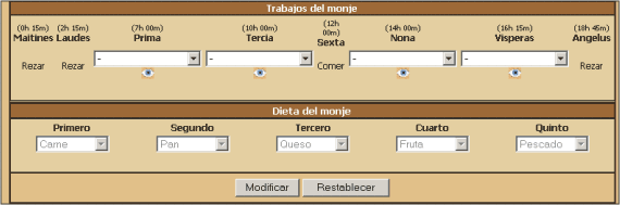panel de tareas y alimentos