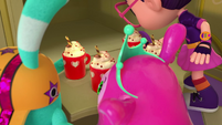 210a - Abby, Bozzly and Princess Flug get hot chocolate