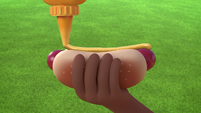 208a - Mustard spraying on hot dog