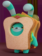 Wearing a sandwich costume