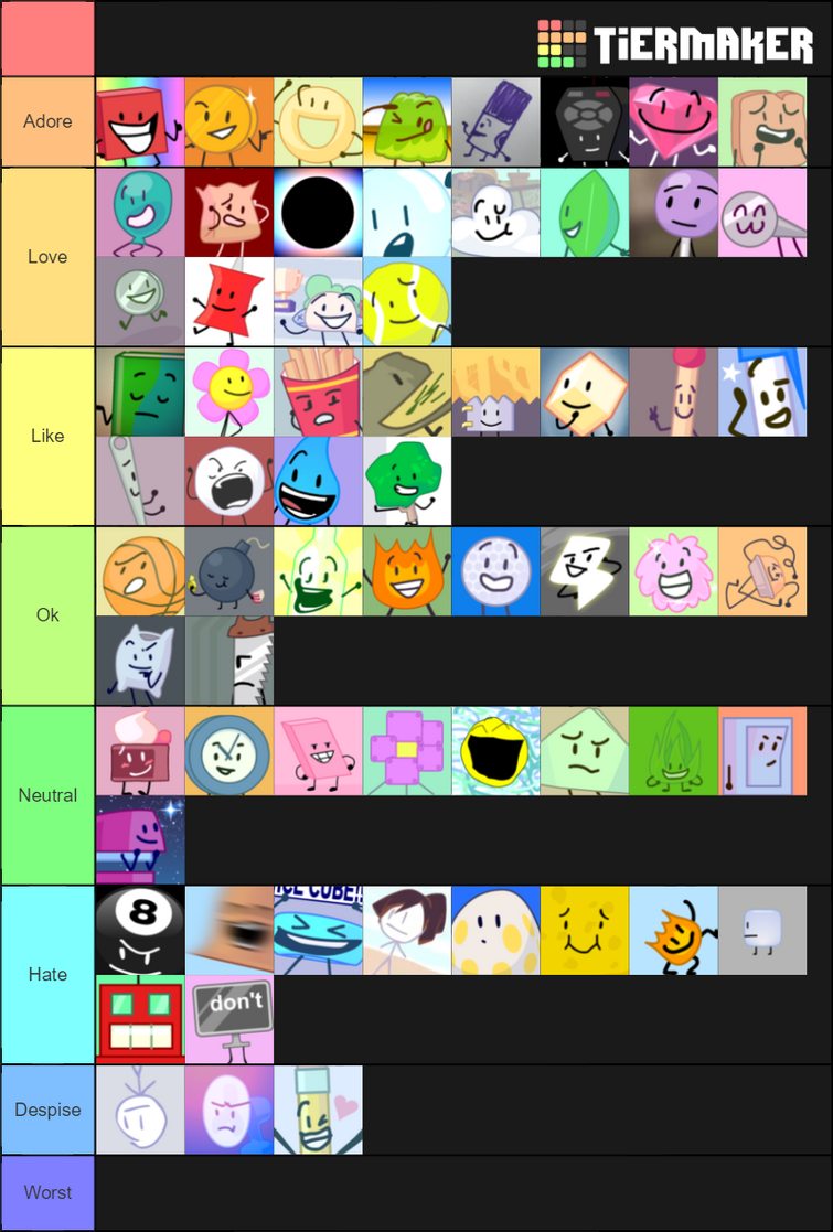 I made a tier list of how many bfdi characters I can beat in a fight (also  includes recommended characters) : r/BattleForDreamIsland