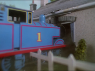 Thomas crashes into the house