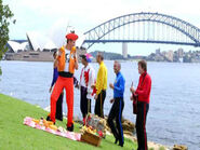The Wiggles, Captain Feathersword and Gino the Genie at Sydney Harbour