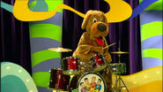 Wags playing the drums