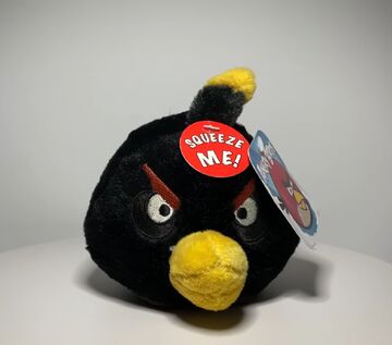 Angry Birds Bubbles Yellow Black Rovio 5” Plush Toy Long Beak Bird Rare No  Sound