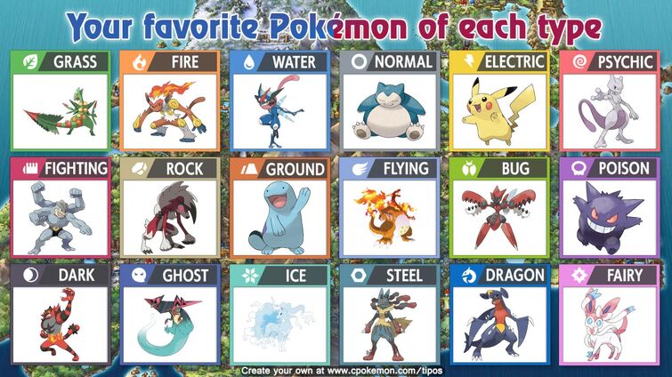 My favorite pokémon of every type!