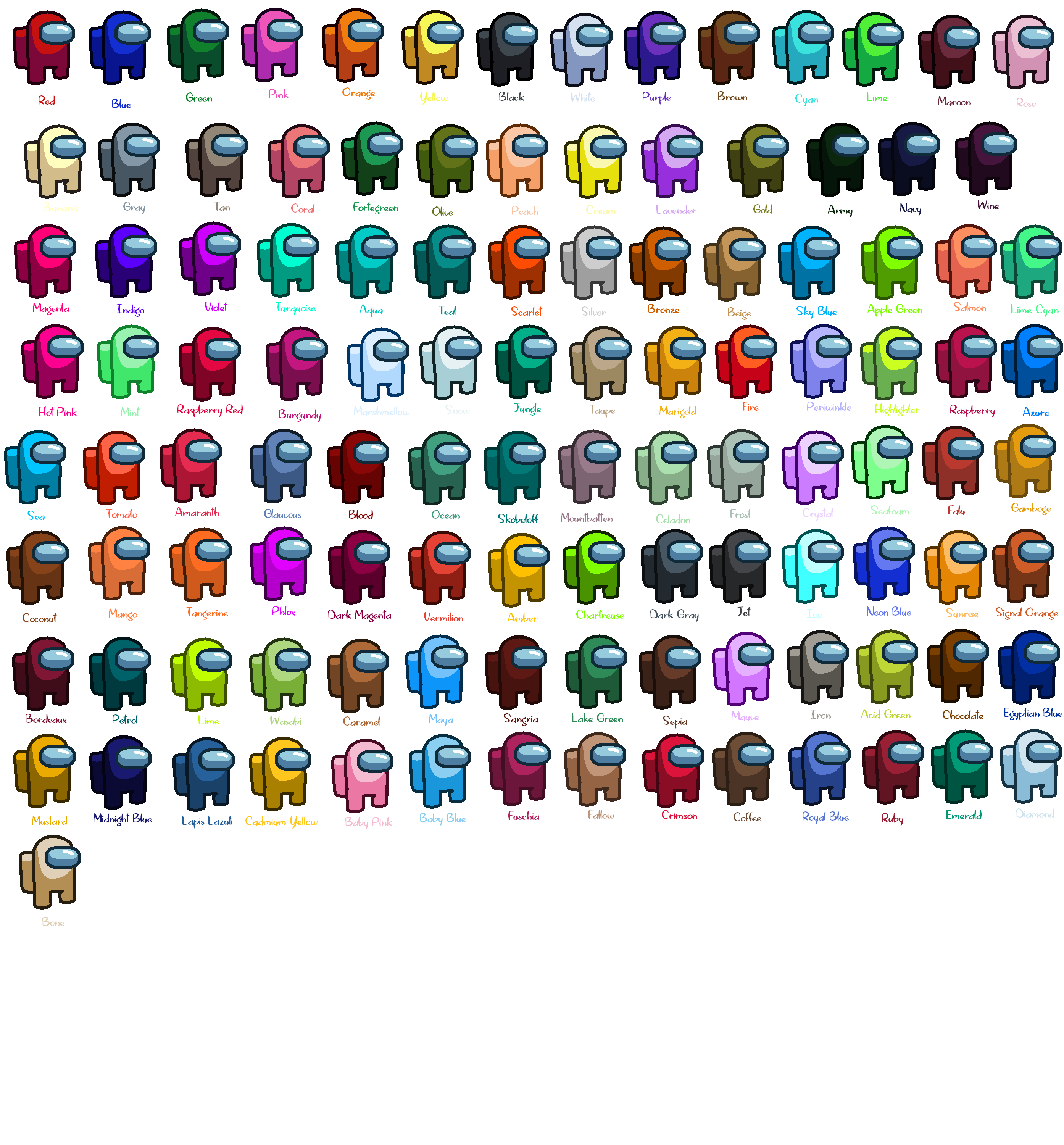 Among us Color Hex Codes : r/AmongUs