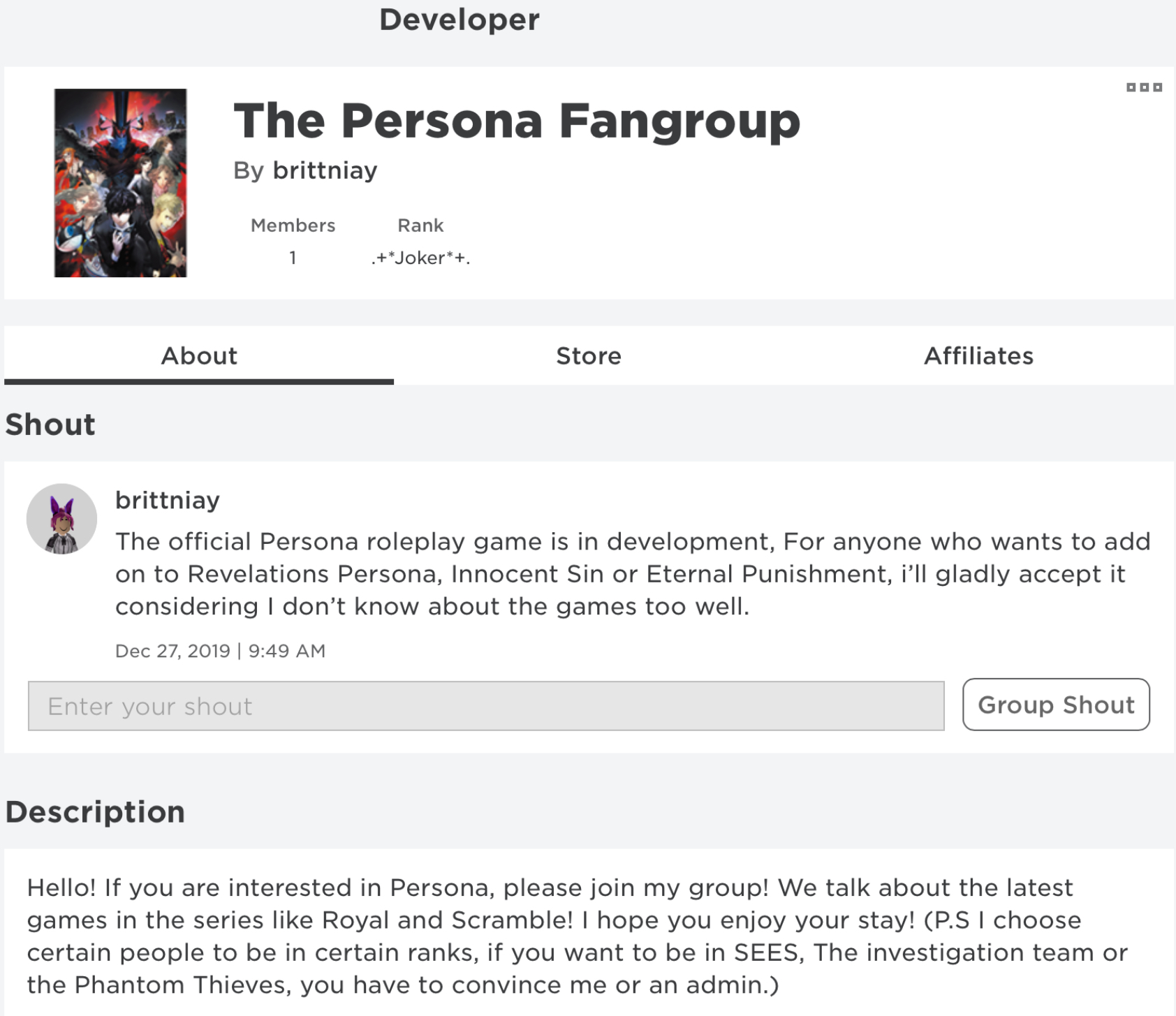 A Roblox Persona Group Fandom - if group team roblox