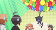 Tsumiki floated into the air because of the Balloons