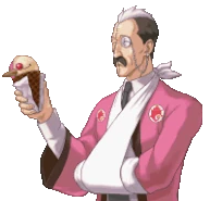 Водит мороженым из стороны в сторону