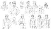 Plusieurs ébauches représentent les premières versions du design d'Apollo Justice.