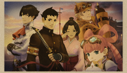 With Ryunosuke Naruhodo, Susato Mikotoba, Herlock Sholmes, Iris Wilson, and Wagahai.