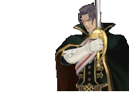 Держит меч/говорит