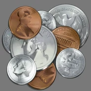 The girl's fistful of coins